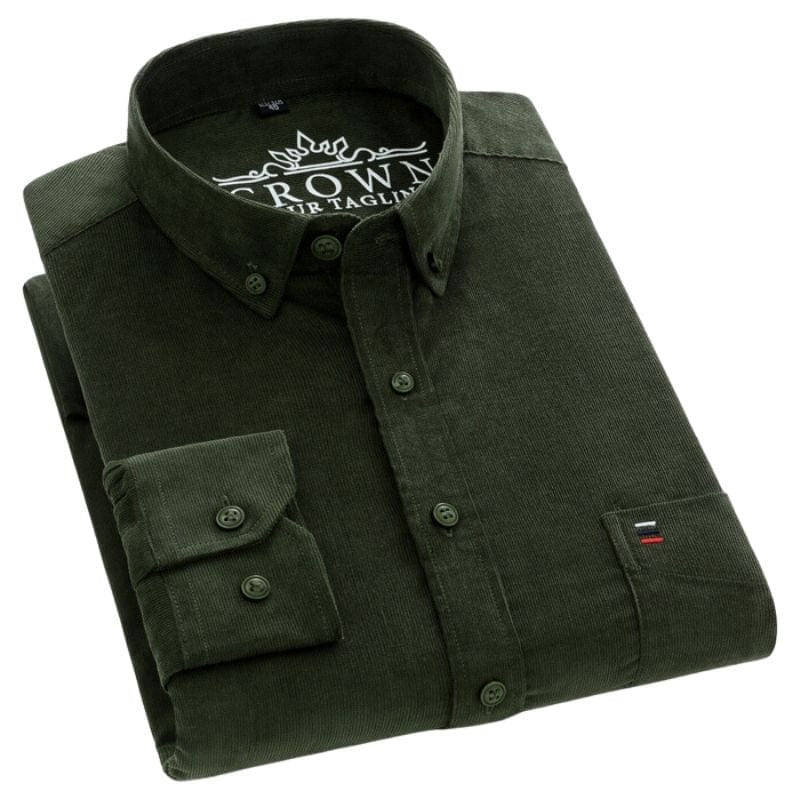 Chemise Velours Vert Homme