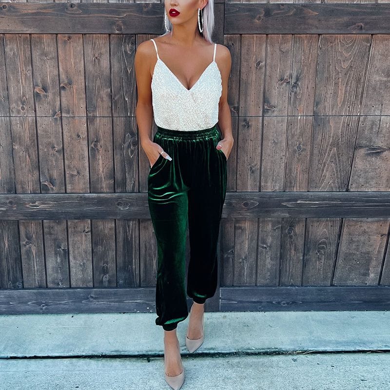 Pantalon-Velours-Vert-Femme