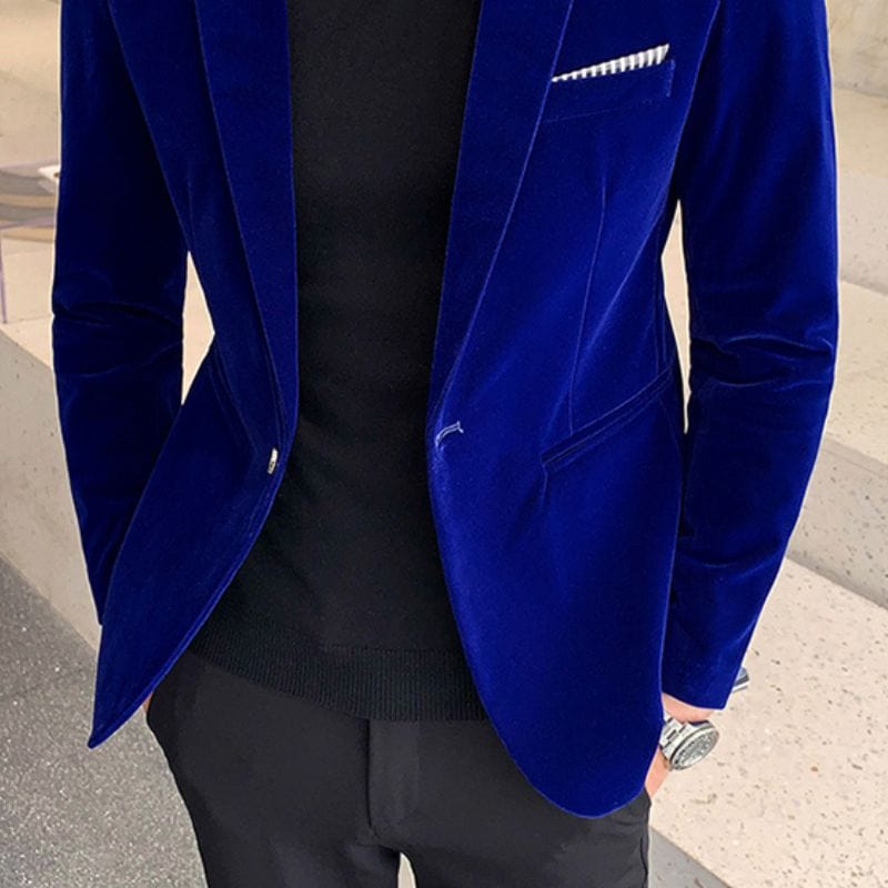 Veste en velours coupe ajustée pour homme – Coloris bleu – Bayard