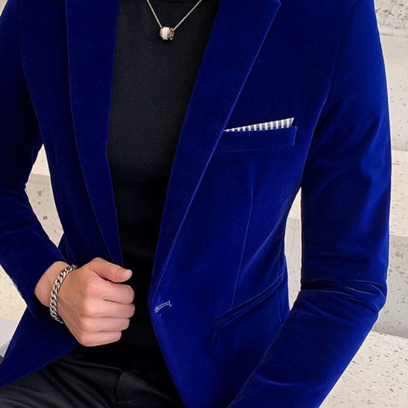 Veste Velour Bleu Homme